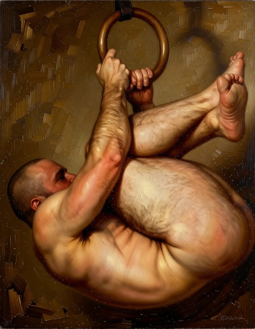 Portrait homme nu aux anneaux