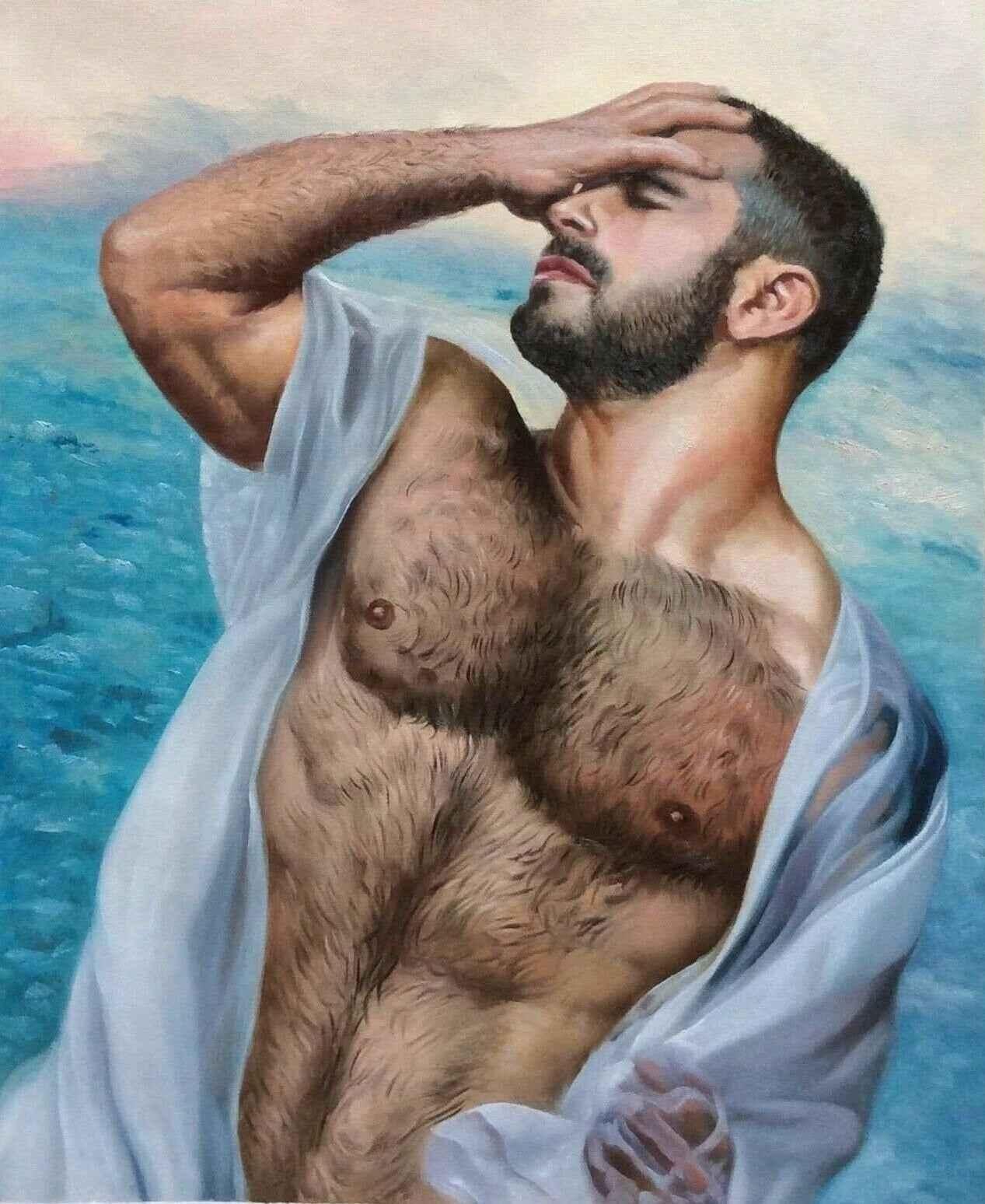 portrait homme torse nu à la plage