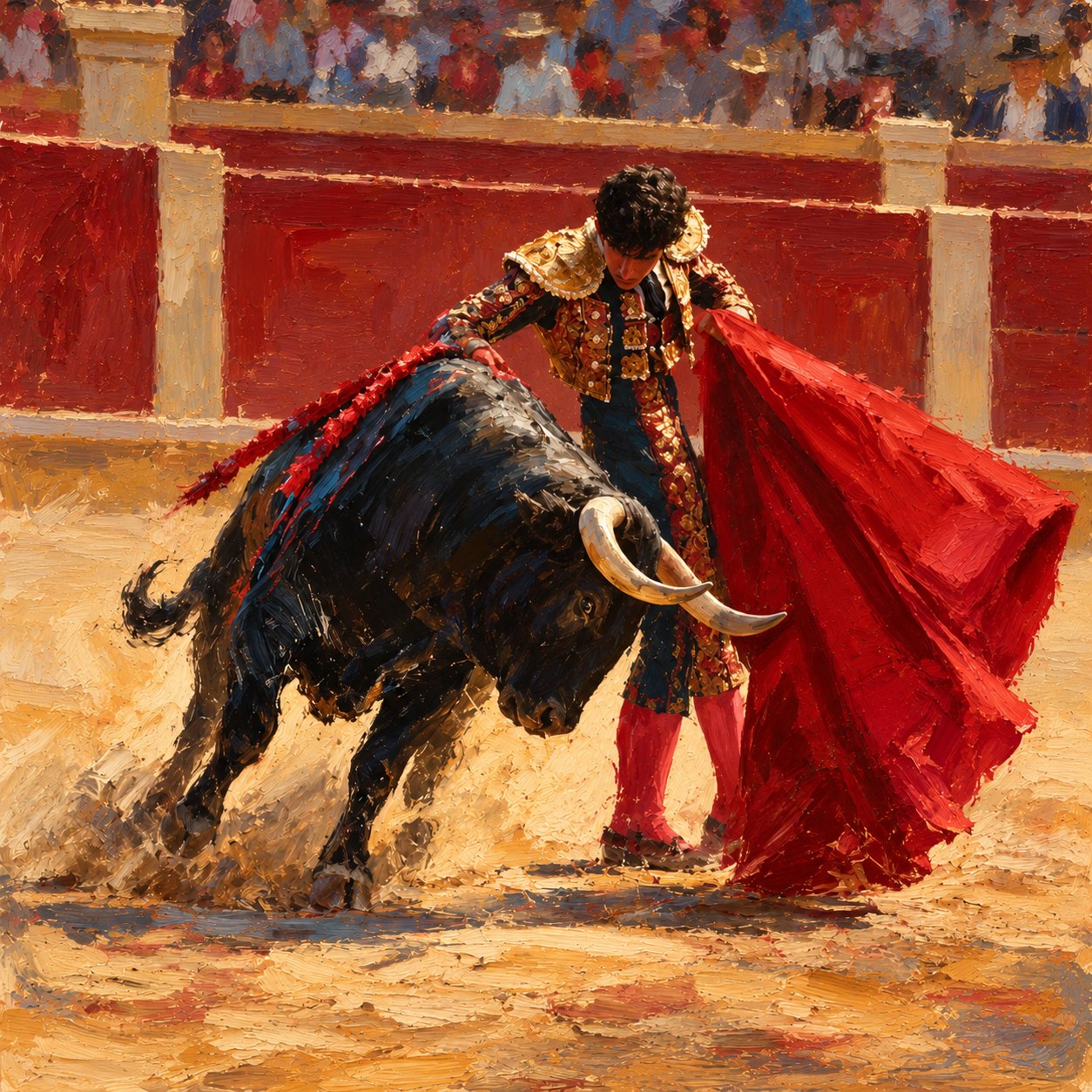 Corrida en rouge et or