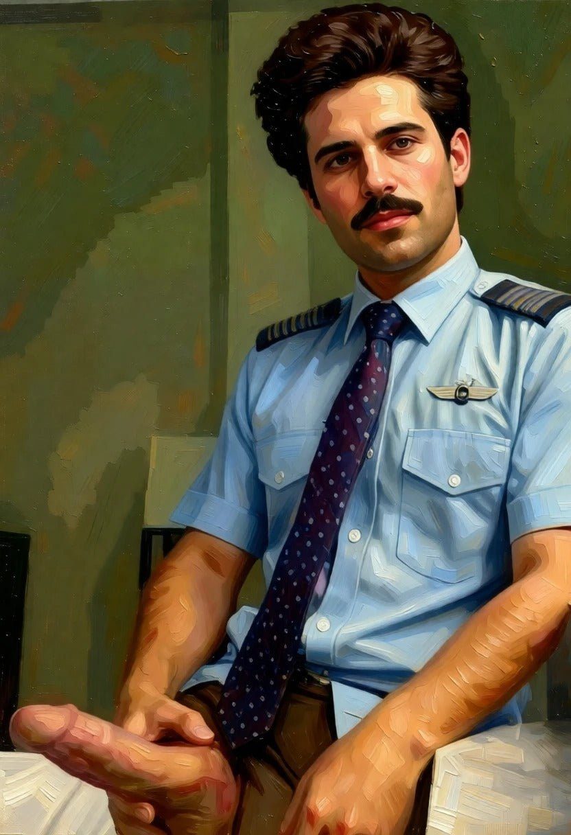 Portrait pilote de ligne son énorme manche en main