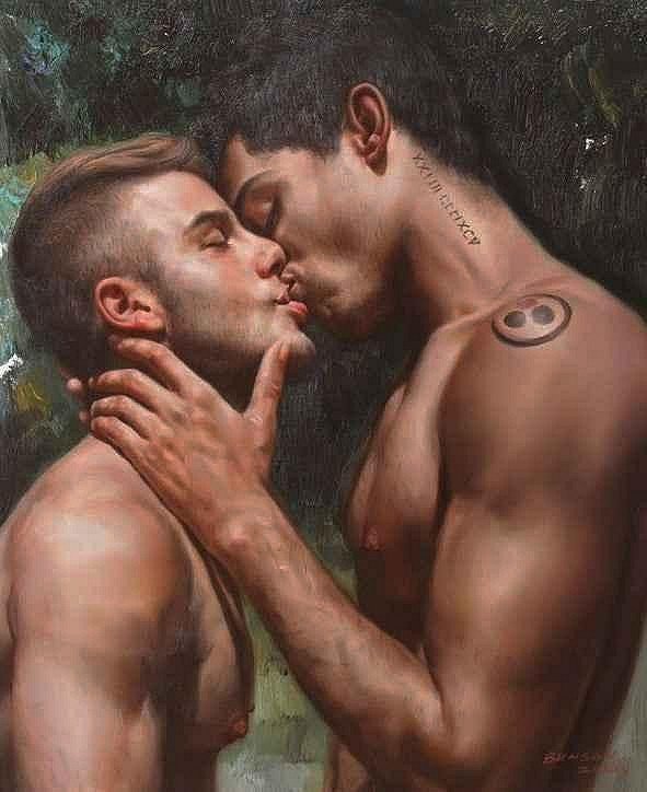 Portrait deux hommes qui s'aiment "kiss"