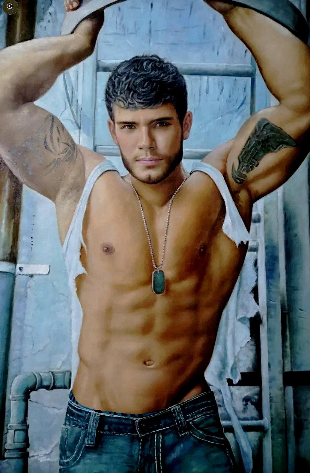 Portrait jeune homme sexy musclé