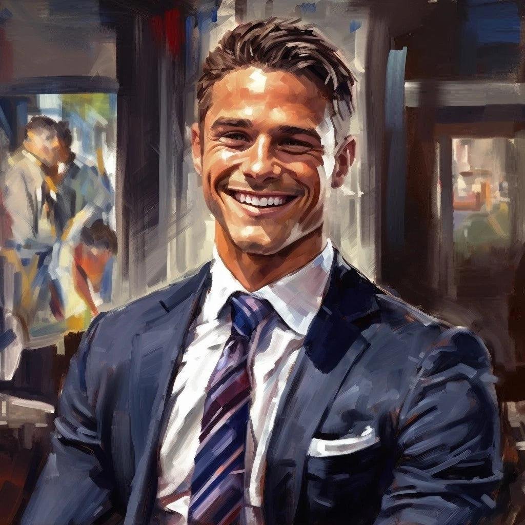 Portrait jeune homme col blanc