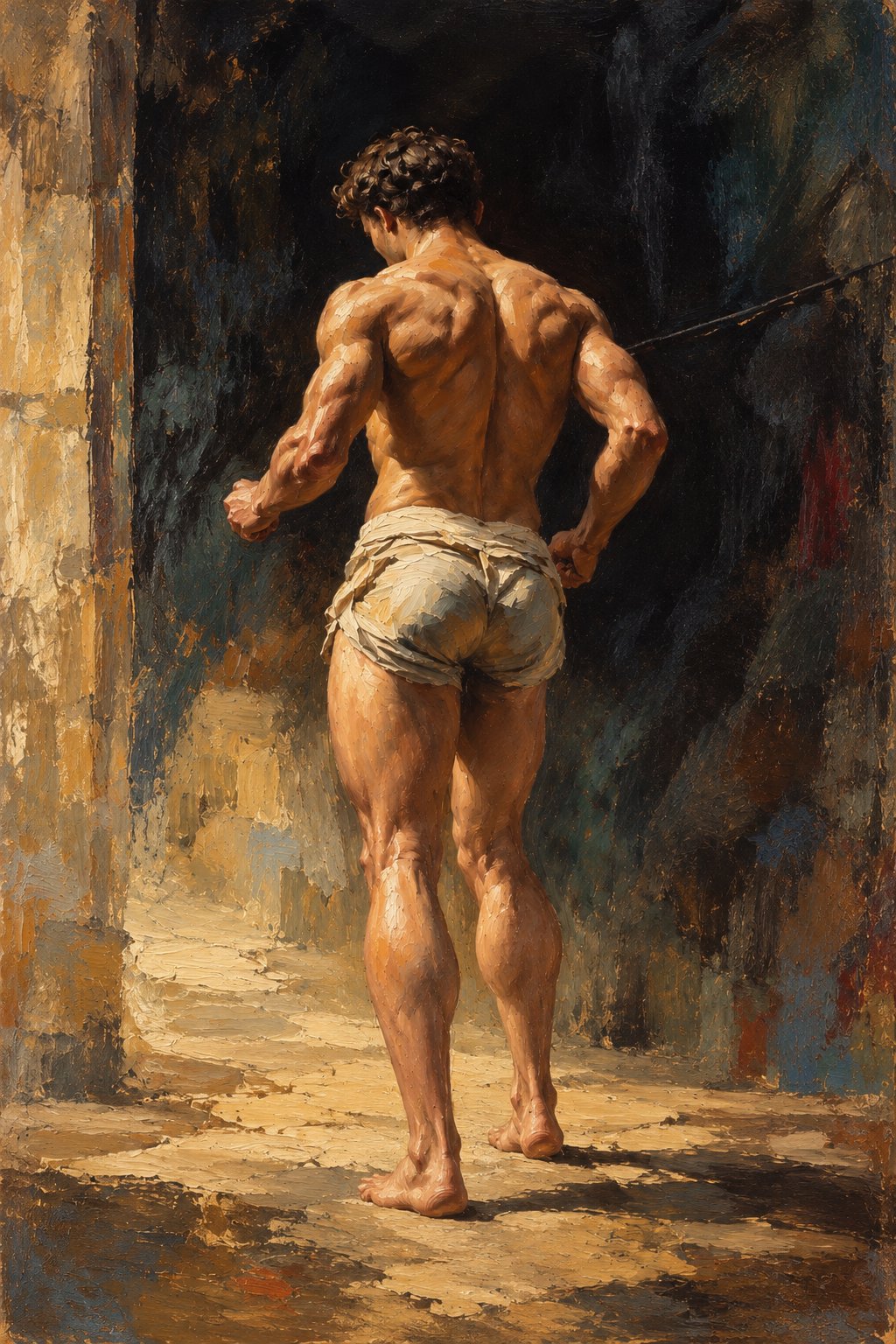 Portrait jeune homme musclé d'un autre temps