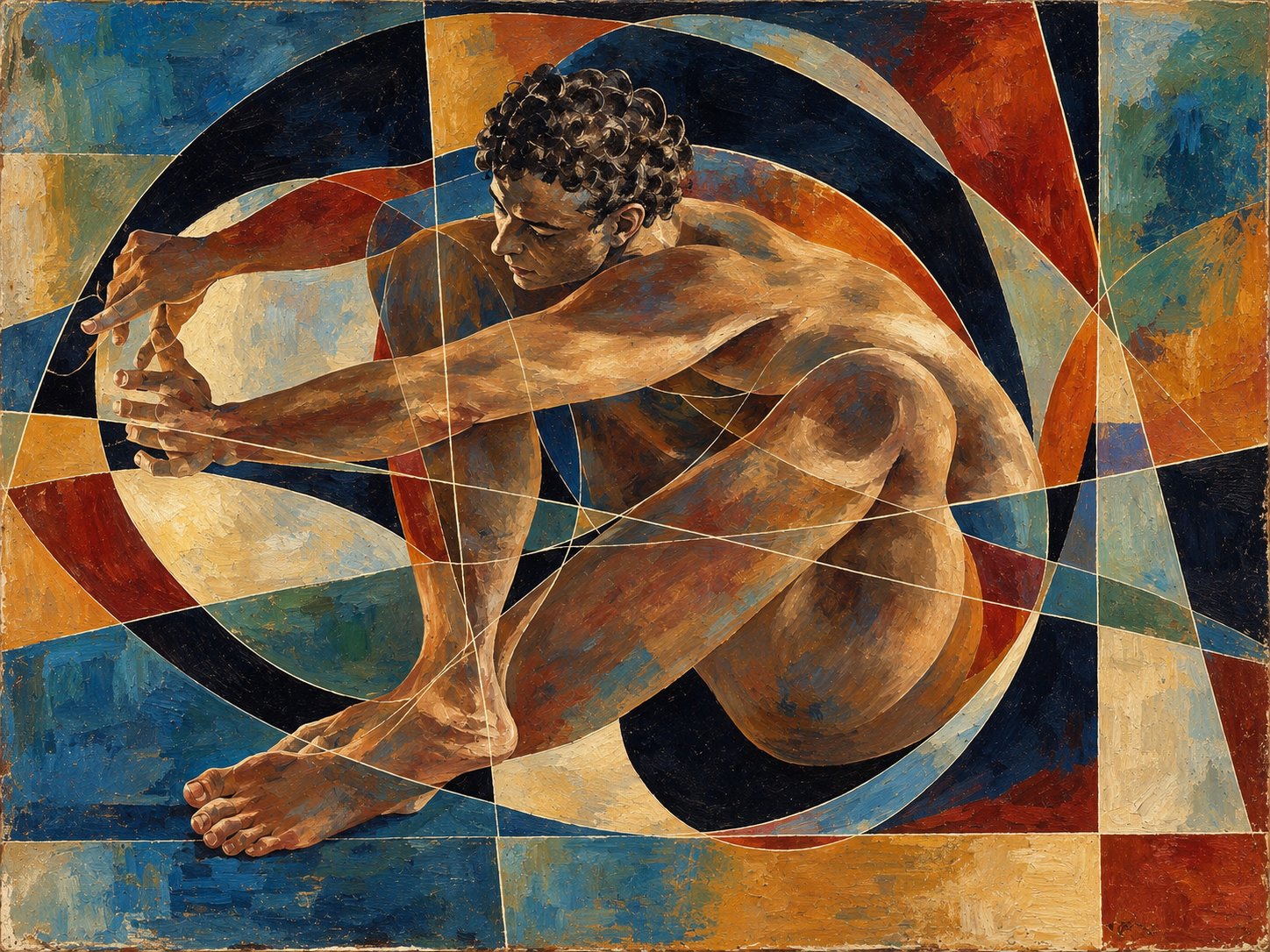 Nu artistique dans une mosaîque cubiste