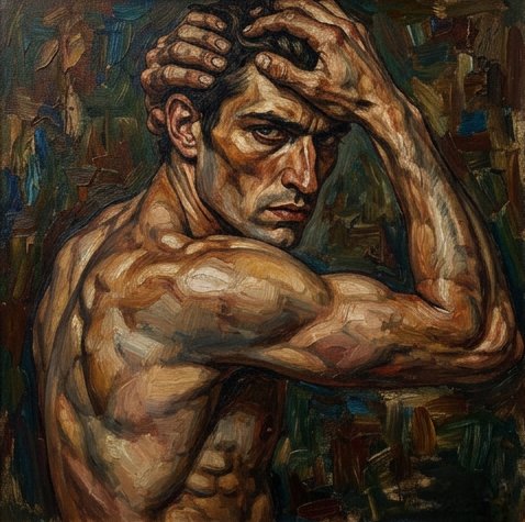 Portrait homme nu regard intense