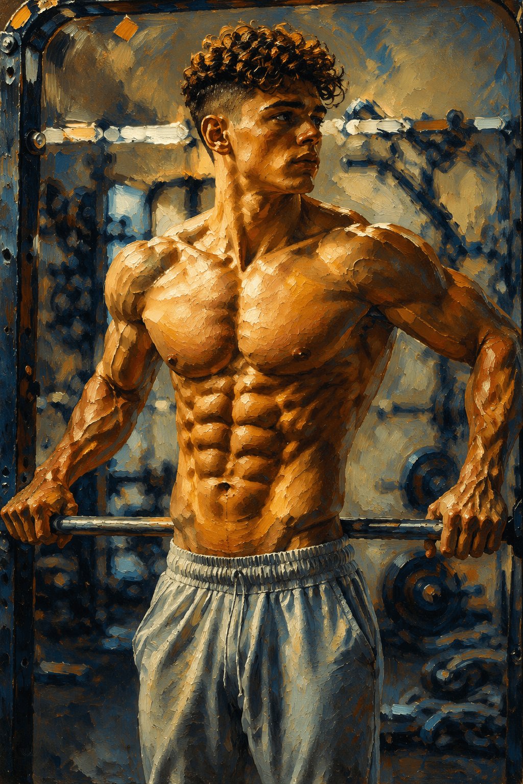 Portrait jeune homme sportif torse nu