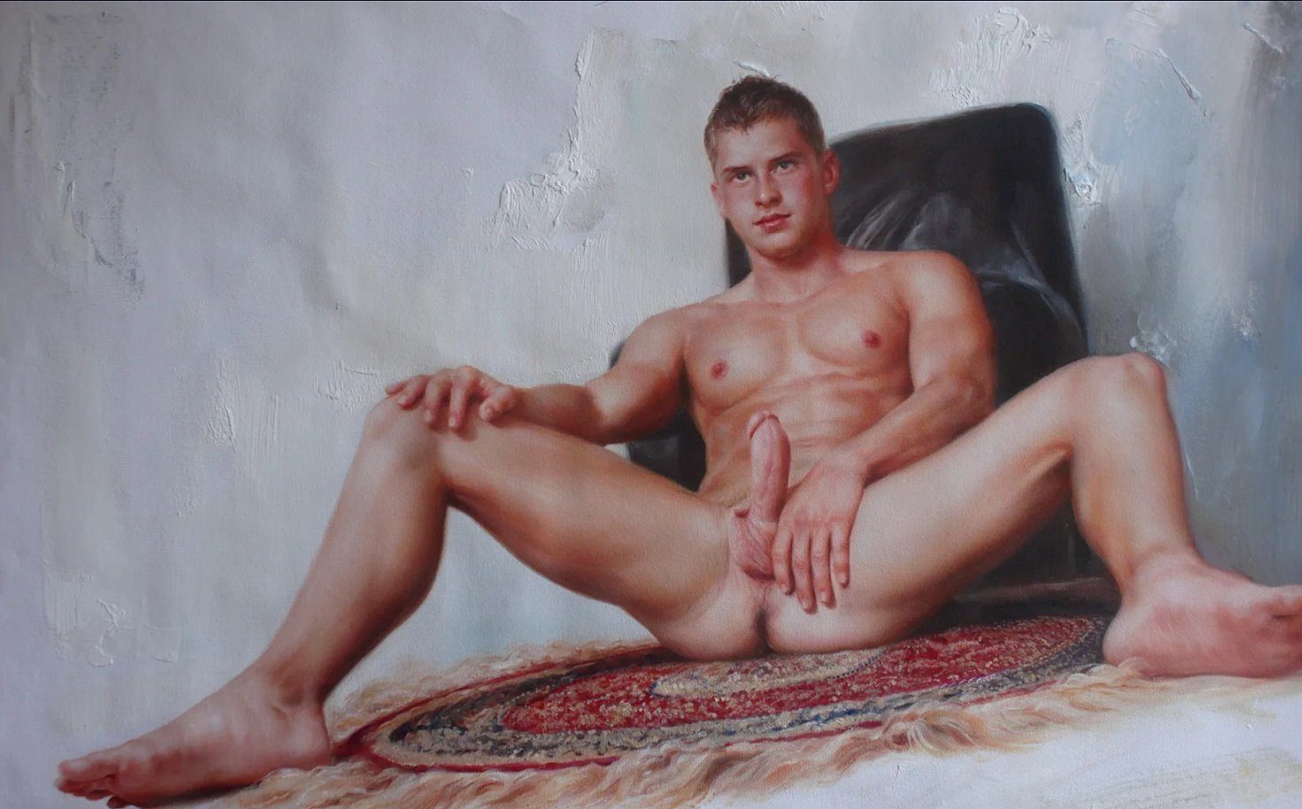Portrait homme nu intégrale jambes écartées