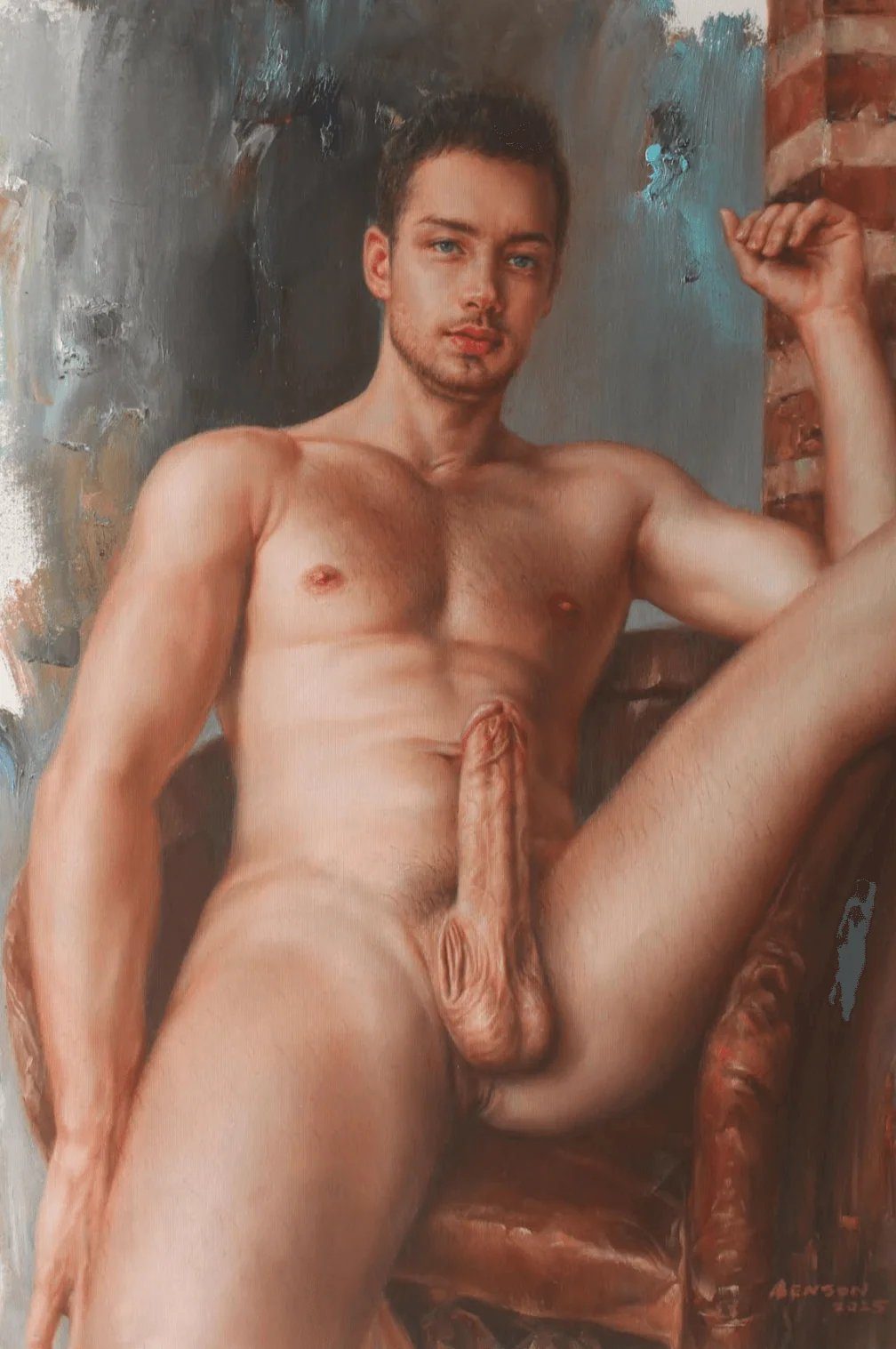 Portrait homme nu intégrale en érection